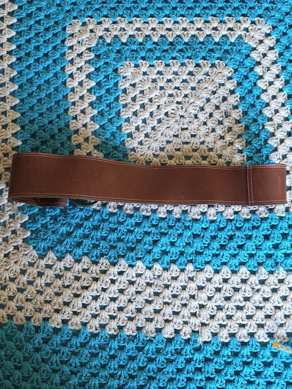 Leather Rock Leather Belt With Turquoise Buckle With Gild Studs